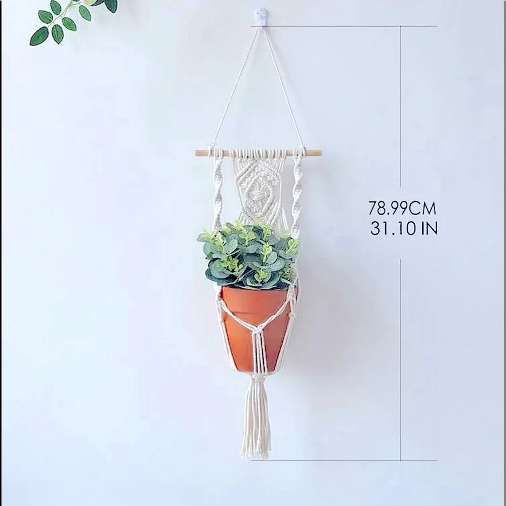 🪴🆕 2 Modern Home Decor Macramé bOhO Style Woven Fiber Artistry Plant Hanger🪴